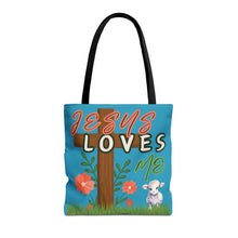 Load image into Gallery viewer, Jesus Loves Me Lamb Tote - Turquoise
