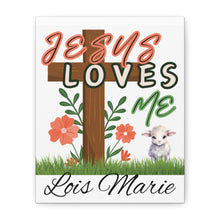 Load image into Gallery viewer, Jesus Loves Me Personalized Name Canvas
