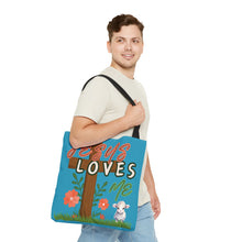 Load image into Gallery viewer, Personalized Name Jesus Loves Me Lamb Tote - Turquoise
