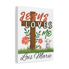 Load image into Gallery viewer, Jesus Loves Me Personalized Name Canvas
