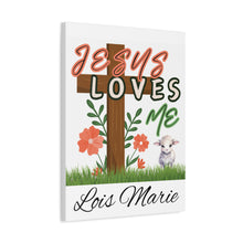 Load image into Gallery viewer, Jesus Loves Me Personalized Name Canvas
