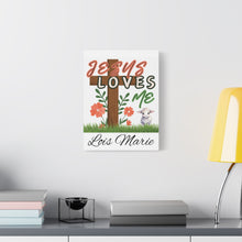 Load image into Gallery viewer, Jesus Loves Me Personalized Name Canvas
