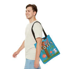 Load image into Gallery viewer, Jesus Loves Me Lamb Tote - Turquoise
