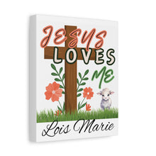 Load image into Gallery viewer, Jesus Loves Me Personalized Name Canvas
