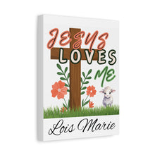 Load image into Gallery viewer, Jesus Loves Me Personalized Name Canvas
